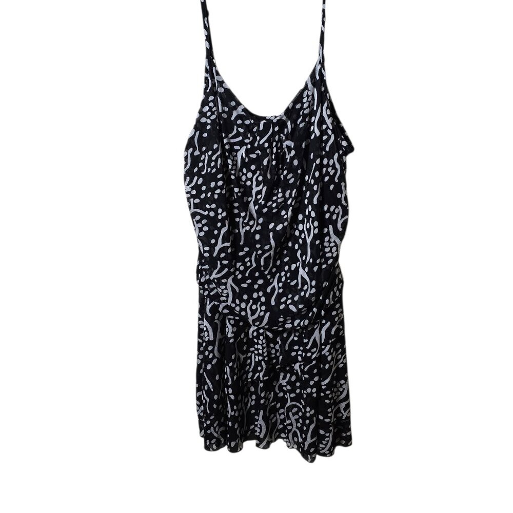 DVF Diane Von Furstenberg Dress Womens 2XL Black White Mini Slip Dress Plus
